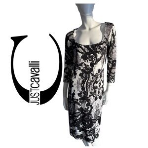 Just Cavalli Monochrome Abstract Dress